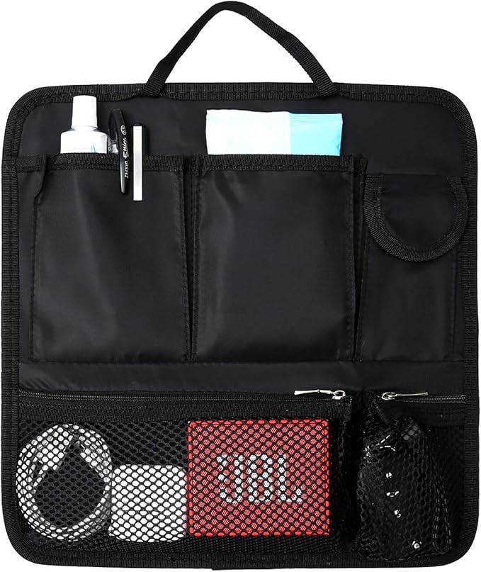 Surblue Backpack Organizer Insert Liner Hanging Travel Rucksack and Handbag Insert Pocket, High-capacity Divider Foldable Nylon Shoulder Bag Organizer for Men and Women,Black-L