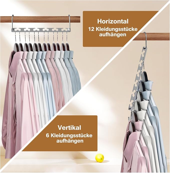 Space Saving Hangers for Clothes 12 Pack, Sturdy Metal Hangers Wardrobe Organizer, Magic Cascading Hanger, Closet Space Saver Closet Organizers and Storage