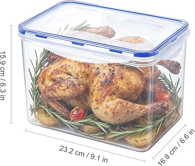 KIGI Large Food Storage Containers, Set of 2 (17.7 Cup) | Airtight Lids, Ideal for Picnic, Fruit Storage & Pantry, Dishwasher Safe, BPA free Plastic, 4 Sided Locking Lid,143 oz