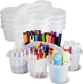 4 pack Classroom Caddy for School,Cup Caddy For Drink | Pencil Holder with 6 Cups, Plastic Art Supply Caddy Organizer With Handle