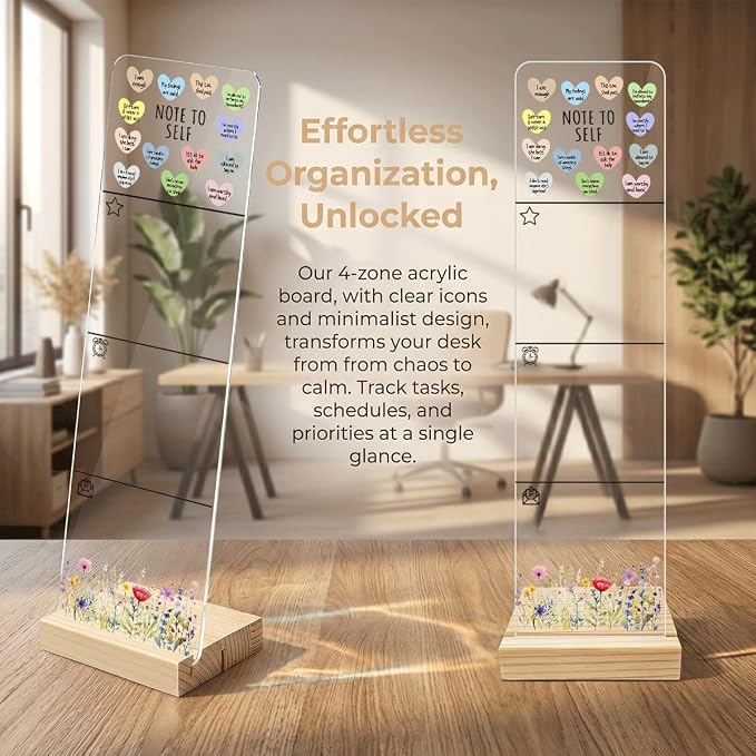 Note to Self Motivational Decor Sticky Note Holder, Mental Health Monitor Memo Board Decorations for School Counseling Office Therapy Desktop Art Decoration School Counselor, Therapist Office Gifts