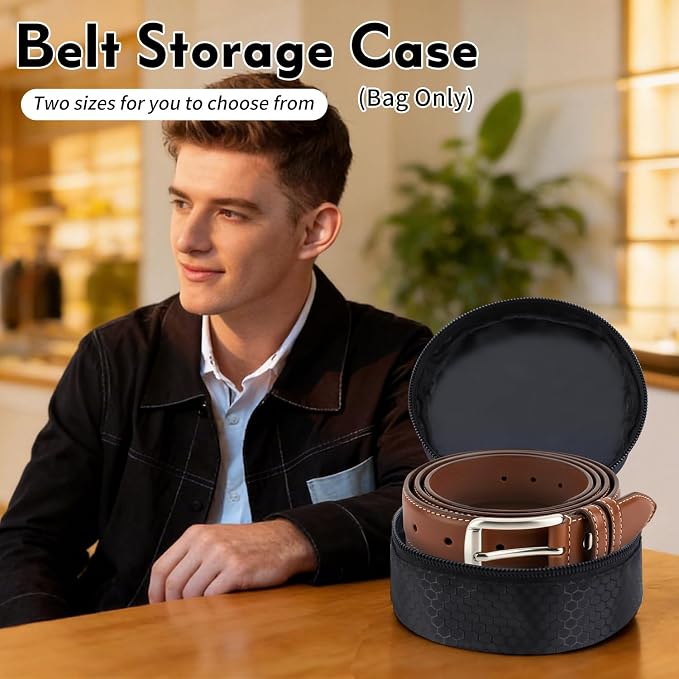 Belt Organizer Case,Travel Belt Storage Holder for Closet Drawer,Display Case for Belts,Ties,Portable Container Storage Holder,Height 3.9inch(Bag Only)