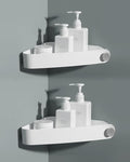 Sotfamily Plastic Shower Caddy Corner (for 90° Only), 2 Pack, White | Adhesive Corner Shower Shelves for Bathroom Organizers and Storage, Bathroom Decor