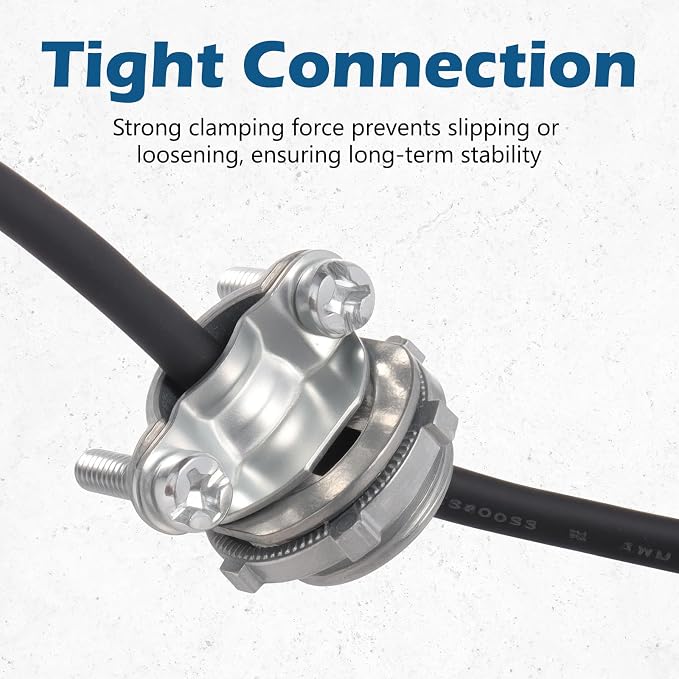 50 Pack 1/2 inch Clamp Type Cable Connectors, Zinc Alloy Wire Clamps for NM Cables, Electric Wires, Metallic Conduit, Electrical Box