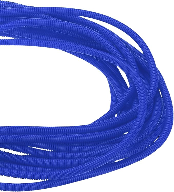 DMiotech 50ft Wire Loom Split Tubing 1/4 Inch(6.4mm) ID, Cord Protectors from Pet Flexible Conduit Cable Management for Office Home Garden, Blue