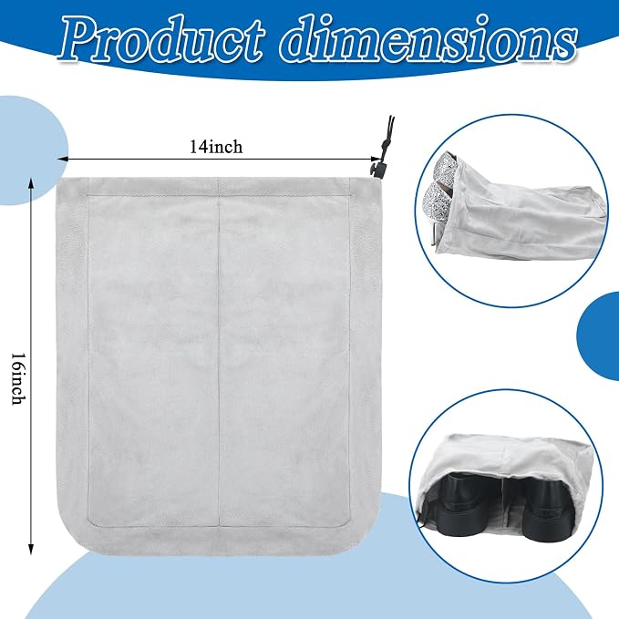4 Pcs Travel Shoe Bags Spandex Shoes Pouch with Interior Divider and Drawstring for Women Men Luggage Packing(Grey)