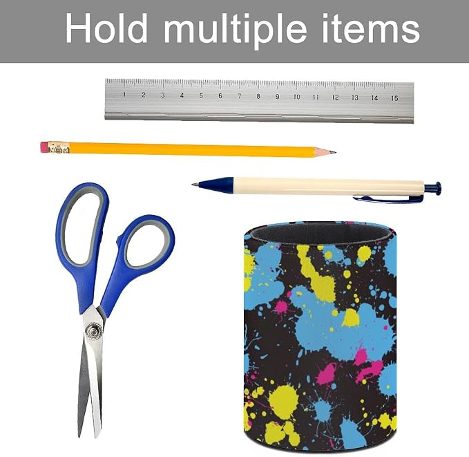 Neckties Neon Pen Holder Pencil Cup for Desk Organizer | Cute Makeup Brush Holder PU Multifunctional Office Suppliesfor Decor Home Classroom School