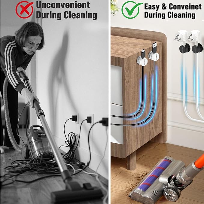 6 Magnetic Spring Cable Clip Rotatable Cord Holder Desktop Cord Organizer 2 Charging Cord Protectors for Nightstand Phone Charger Organizer Computer Desk Cable Management Appliance Adhesive Wire Strap