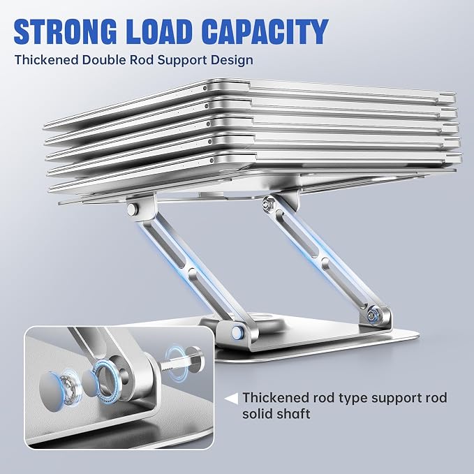 JOYEKY Laptop Stand for Desk, Adjustable Computer Stand with 360° Rotating Base, Ergonomic Laptop Riser for Collaborative Work, Foldable & Portable Laptop Stand, fits for All 10-16" Laptops