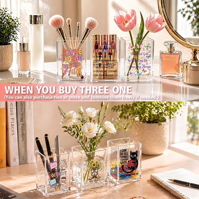 Funny May The Dumpster Fire Within You Acrylic Pencil Holder Cup | Motivational Shine Brighter Gifts for Coworker Friend, Dumpster Fire Pen Holder, Emotional Support Gifts for HR Boss Teammate