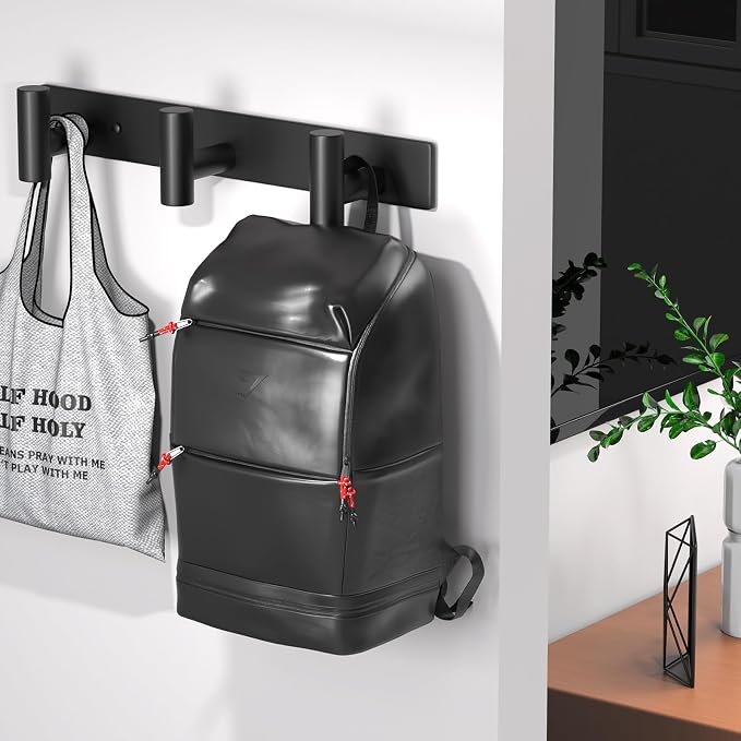 Wall Mounted Coat Rack-3 Hooks, Heavy Duty Stainless Steel Wall Hooks for Towel Coat Bag, Hat Rack Coat Hanger Coat Hooks Towel Racks for Bathroom Entryway Kitchen Hotel Office (Black, 1 Pack)