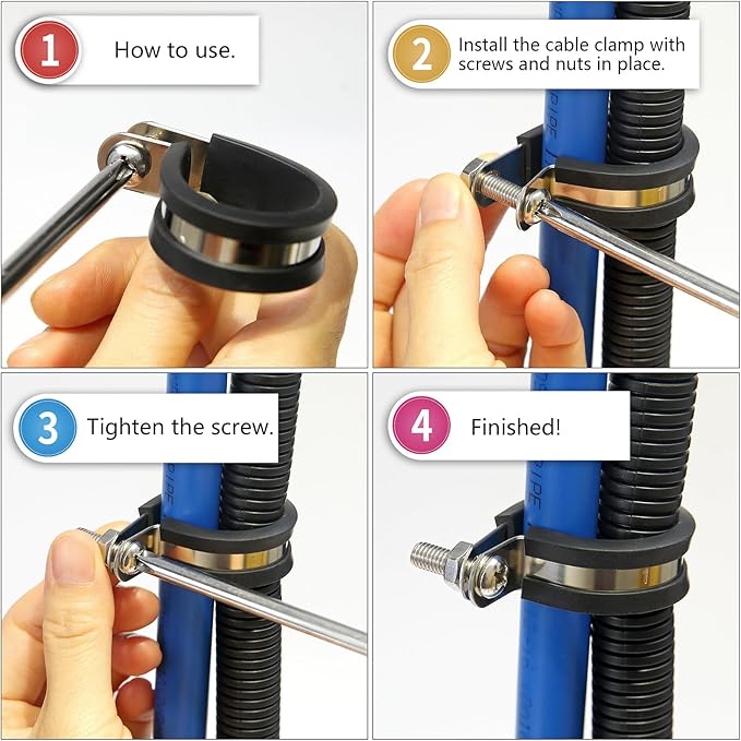 50 PCS 1-1/4 Inch Cable Clamps, 304 Stainless Steel Cable Clamps, Insulated Clamp, Hose Clamp, Pipe Clamp, Sturdy Clamp, and Wire Clamp by RTHIEAI