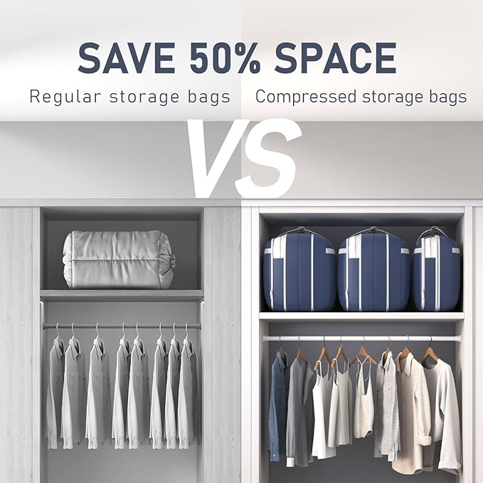 DIMJ Compression Moving Bags - Extra Large Heavy Duty Comforter Storage Bag with Window, Packing Totes With Strong Handles & Zipper, Space Saving Box Containers For Blanket, Clothes, Bedding, 4 Pack