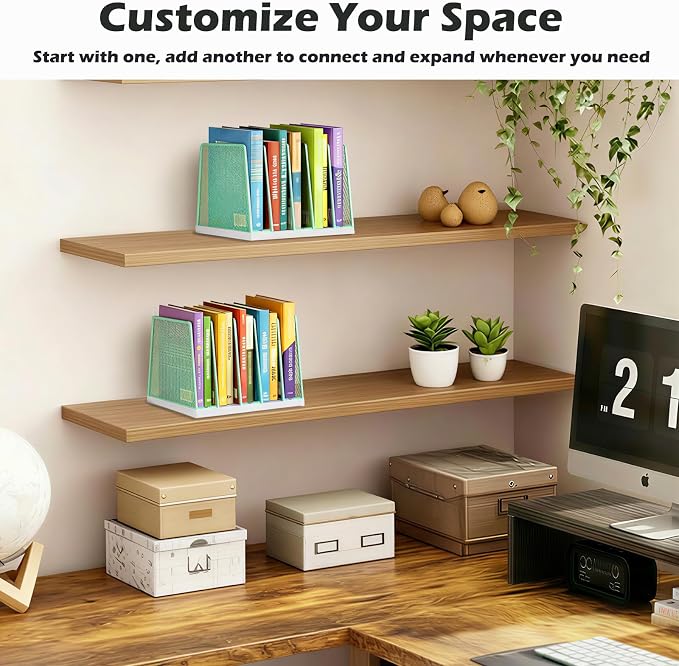 AUPSEN 5-Section File Organizer for Desk, Wood Mesh Desktop File Organizer, File Sorter Storage Rack, Vertical Folder Holder for Files, Magazines, Books (Green)