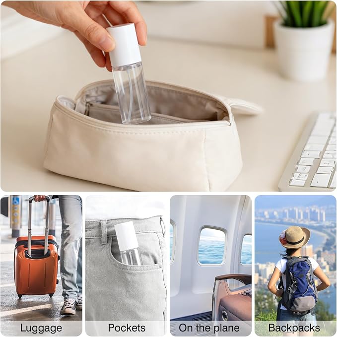 Boenoea Small Spray Bottle,Travel Spray Bottles Plastic Portable Refillable Empty Bottles for Outgoing - Leak Proof - Clear