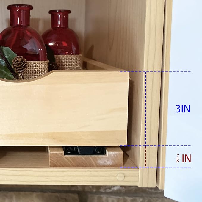 Fully Assembled Drawer Wood Pull Out Tray Drawer Box Kitchen Cabinet Organizer, Cabinet Slide Out Shelve, Wooden Pull-Out Shelf (9" W×10" D×3" H)