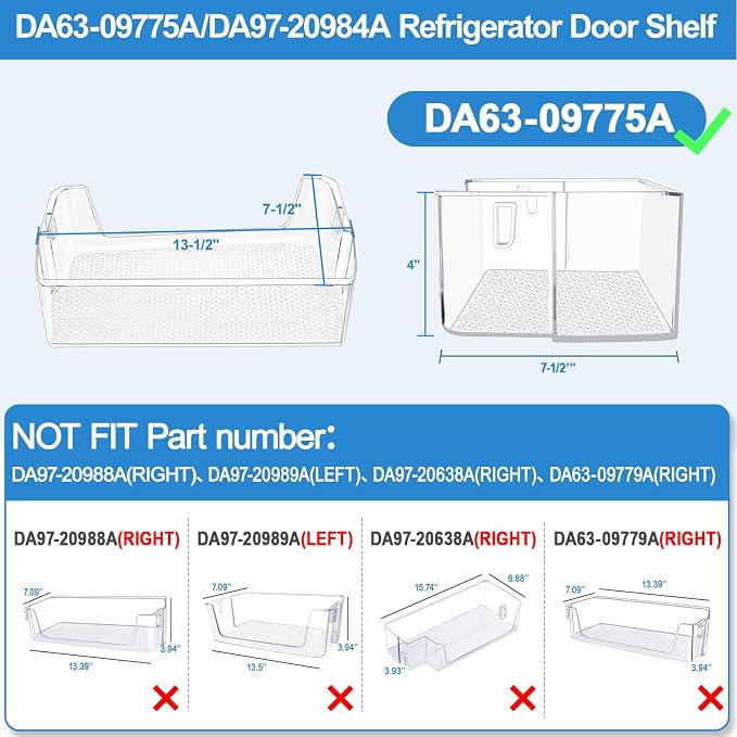 [2 PACK] Upgraded Right Refrigerator Door Bin RF28T5001SR RF28T5021SR RF27T5201SR RF27T5241SR RF28T5101SR RF28T5001SG DA63-09775A DA97-20984A Door Shelf Compatible with Samsung Refrigerator Door Bin
