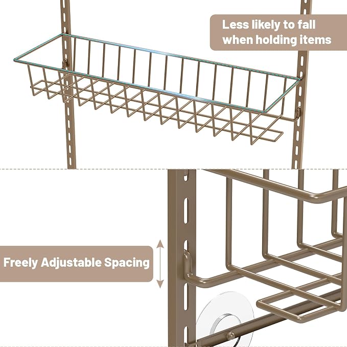 ElegantArray 9-Tier Pantry Door Organizer, Brown | Over The Door Pantry Organizer Rack and Storage, Hanging Spice Rack Shelves Door, Home Office Laundry Room Bathroom & Kitchen