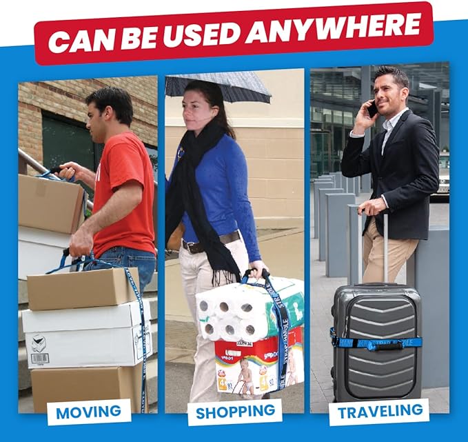 6' Carrying Strap with Handle | Adjustable Belt | Heavy Duty, Easy, Safe, Secure, Lifting, Moving, Carry Strap for Boxes, Groceries | Best Luggage Strap (Strap-A-Handle 6ft. Length, 40lb. Capacity)