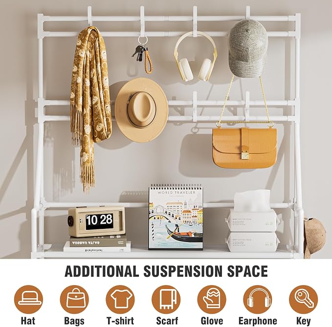 OYREL Shoe Rack 5 Tier Shoe Racks Organizer 20-25 Pairs for Closet | Entrance Shoe Storage Shelf with Hooks and Side Pocket Entryway Shoe Holder Space Saving Free Standing Shoe Racks