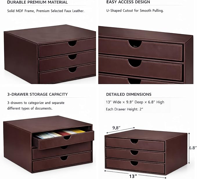 UnionBasic Document Organizer, 3-Drawer File Cabinet Document Storage Box, Office Desktop Filing Organizer, Port Royale | Document Storage Box, Office Desktop Filing Organizer