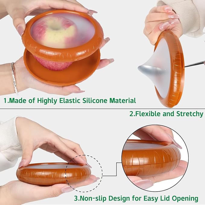 T-Raputa Avocado Saver and Tomato Holder - Set of 4 Reusable Storage Containers for Fridge - Ideal for Garlic, Onions, Lemons, and Potatoes