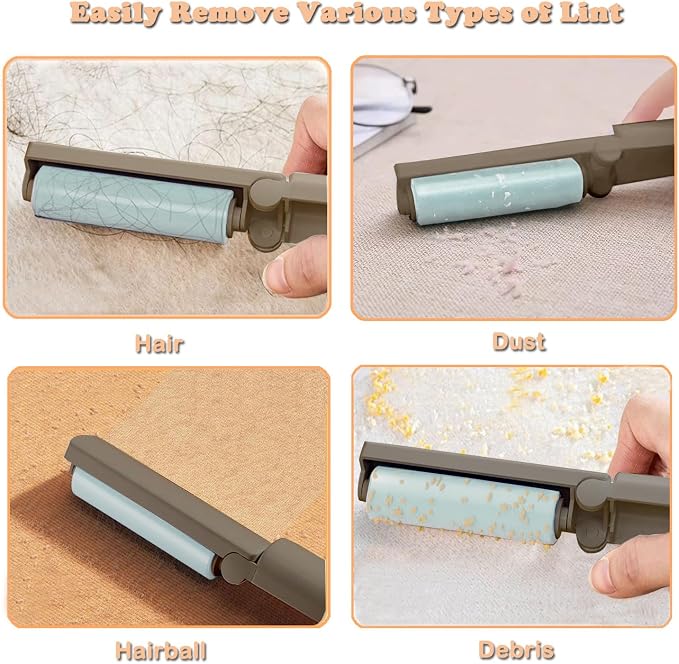 Mini Reusable Lint Roller 6 Pack, Washable Sticky Gel Lint Remover, Grey | Portable & Easy Carry, Foldable Design, Washable Sticky Gel, For Clothes & Luggage, Travel Ready