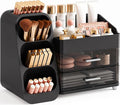 Booklov Large Makeup Organizer for Vanity Countertop, Black | Clear Acrylic Cosmetic Display Case, Beauty Brush Holder for Bathroom Counter, Make Up Skincare Lipsticks Storage
