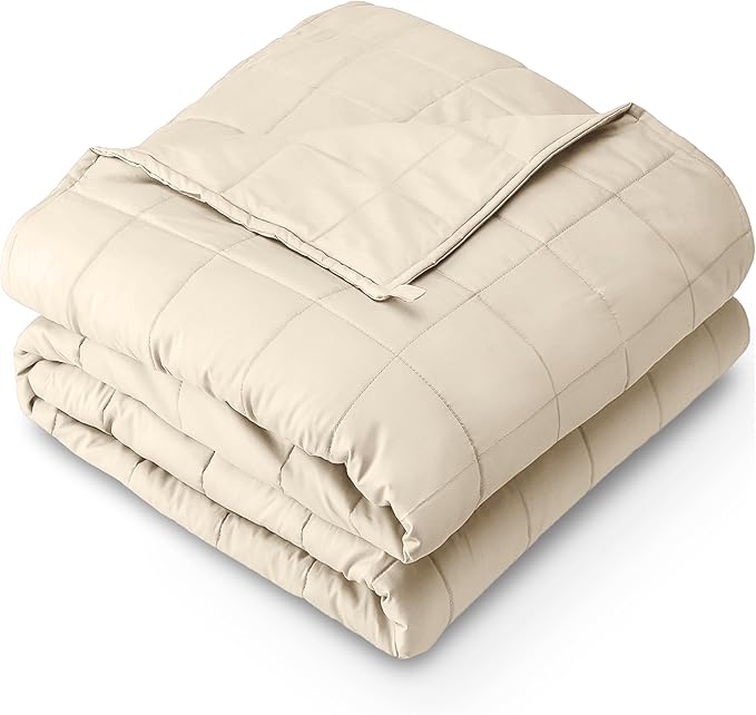 Bare Home Weighted Blanket Queen Size 22lb (60" x 80") for Adults - All-Natural 100% Cotton - Premium Heavy Blanket Nontoxic Glass Beads (Sand, 60"x80")