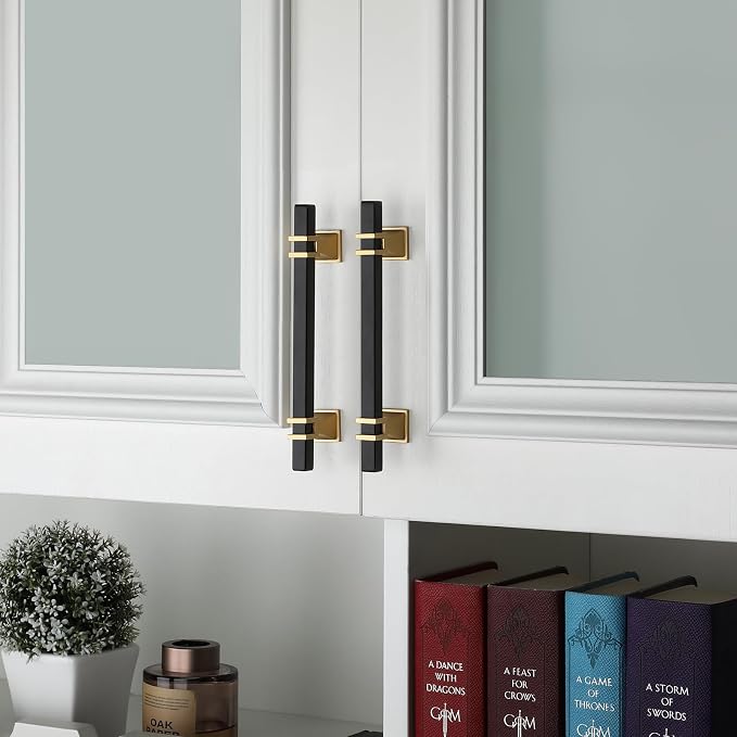 5 Pack 4 Inch Black and Gold Cabinet Pulls Black and Gold Cabinet Handles Kitchen Cabinet Pulls Dresser Drawer Pulls Kitchen Cabinet Hardware