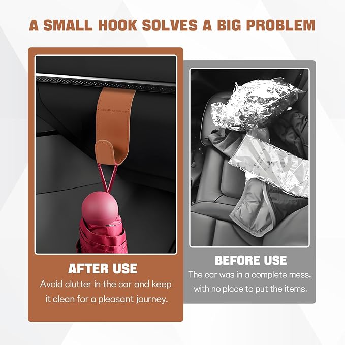 Hovom 2PCS Car Co-Pilot Glovebox Hooks, Anti-Scratch Auto Co-Pilot Glove Box Hanger Organizer, Vehicle Passenger Seat Hanging Storage Hook for Handbag Purse Umbrella, Car Accessories (Orange)