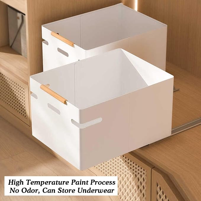 Pull Out Storage Basket,bedroom Closet Storage Racks,2-tier Stackable Storage Bins,20kg Weight Capacity,for Kitchen Bathroom Cabinets(White,43x32x25.5cm)