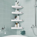 Sotfamily Plastic Shower Caddy Corner (for 90° Only), 4 Pack, White | Adhesive Corner Shower Shelves for Bathroom Organizers and Storage, Bathroom Decor