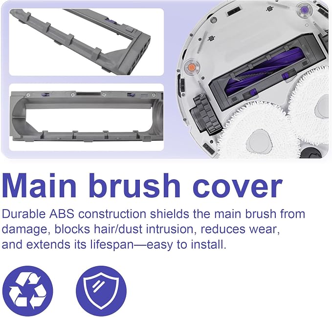 Accessories for Narwal Freo Z10, Freo Z Ultra, Freo X Plus, Freo X Ultra, Freo Pro Robot Vacuum Cleaner, Freo Z Ultra Replacement Part, 2 Main Brushes, 1 Main Brush Cover