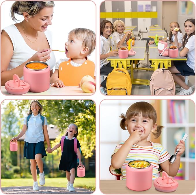 Itslife Soup Thermo for Hot Food Kids 25.5oz Lunch Containers with Buckle Lid Wide Mouth Hot Food Jar Vacuum Insulated Stainless Steel Bento Box Leakproof with Spoon