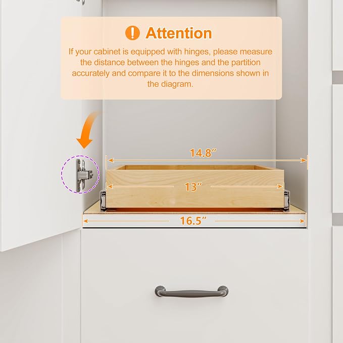 Pull Out Cabinet Organizer, 14" W x 21" D | Soft Close Pull Out Drawers for Cabinets with Heavy Duty Slides, Wood Slide Out Drawers for Kitchen Cabinets