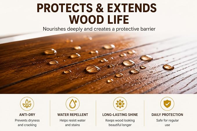 2 PCS 355ml*2, 2026 New Beeswax Wood Polish Spray Furniture Polish and Cleaner Natural Wood Polish Spray for Living Rooms Kitchens Wood Furniture Floors Cleans Restores Shine Scratches