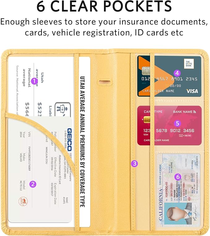 CoBak Car Registration and Insurance Holder | Vehicle Glove Box Organizer, Auto Truck Compartment Document Case with Magnetic Closure for Insurance & Driver License