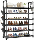Mavivegue 6 Tier Shoe Rack for 25-30 Pairs of Shoes,Metal Shoe Rack with Hook and Side Pocket for Closet,Entryway,Hallway,Dorm (6 Tier with Hook)