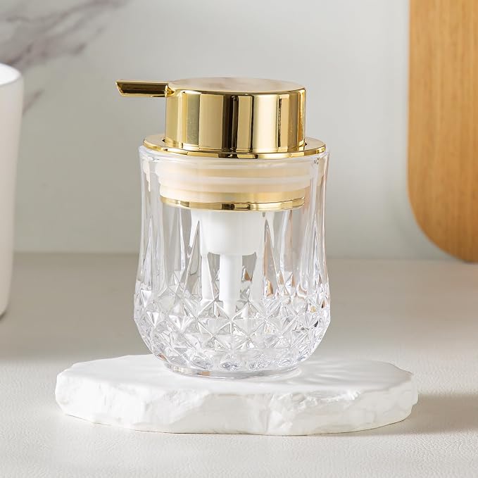 Glass Foam Soap Dispenser Set - 2 Pack Bathroom Hand Soap Dispensers,Refillable Dish Soap Dispenser for Gold Pump,Modern Home Soap Dispenser for Bathroom,Kitchen