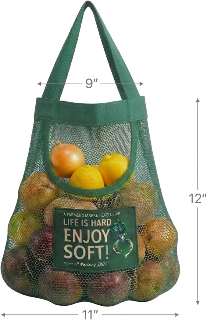 Reusable Hanging Storage Mesh Bags, Blue | 2 Bags, 2 Hooks