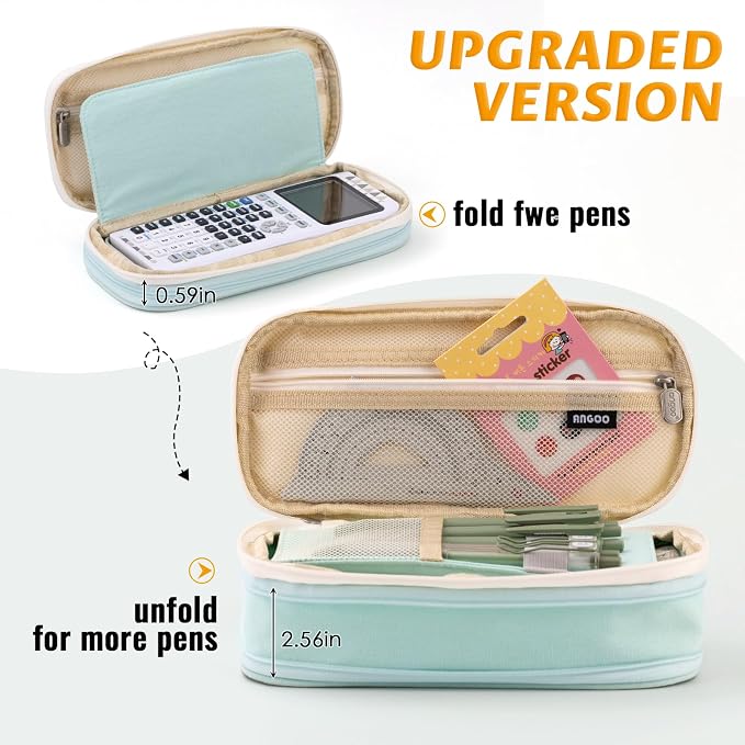EASTHILL Big Capacity Pencil Pen Case Office College School Large Storage High Capacity Bag Pouch Holder Box Organizer Blue (Cyan)