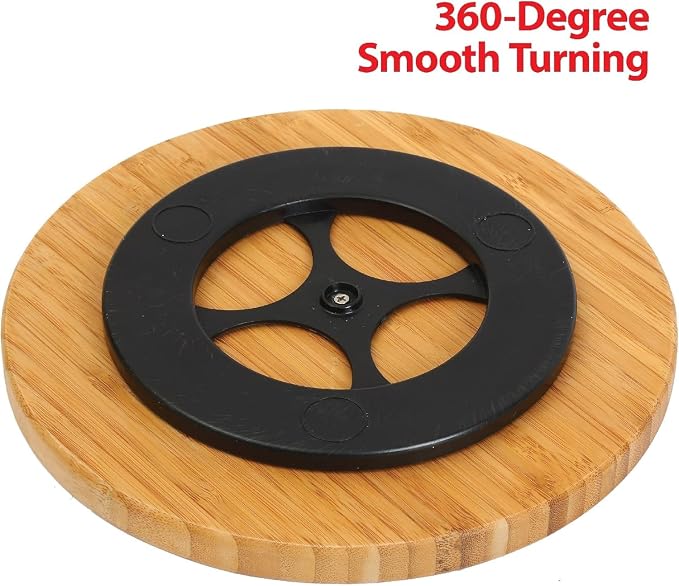 YBM Home Bamboo Wooden Non-Skid Lazy Susan Turntable Fully Rotating Pantry Cabinet