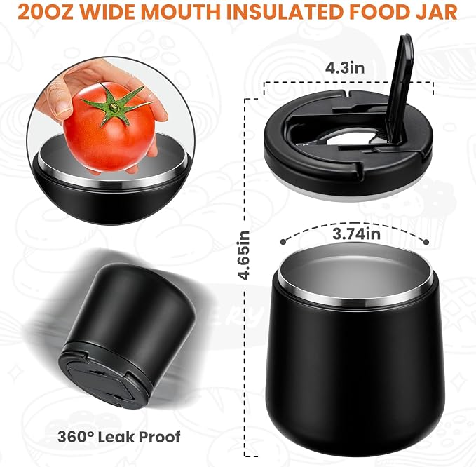 Itslife 20oz Vacuum Insulated Soup Thermo for Hot Food, Kids Lunch Container with Leakproof Buckle Lid, Wide Mouth Stainless Steel Food Jar with Spoon