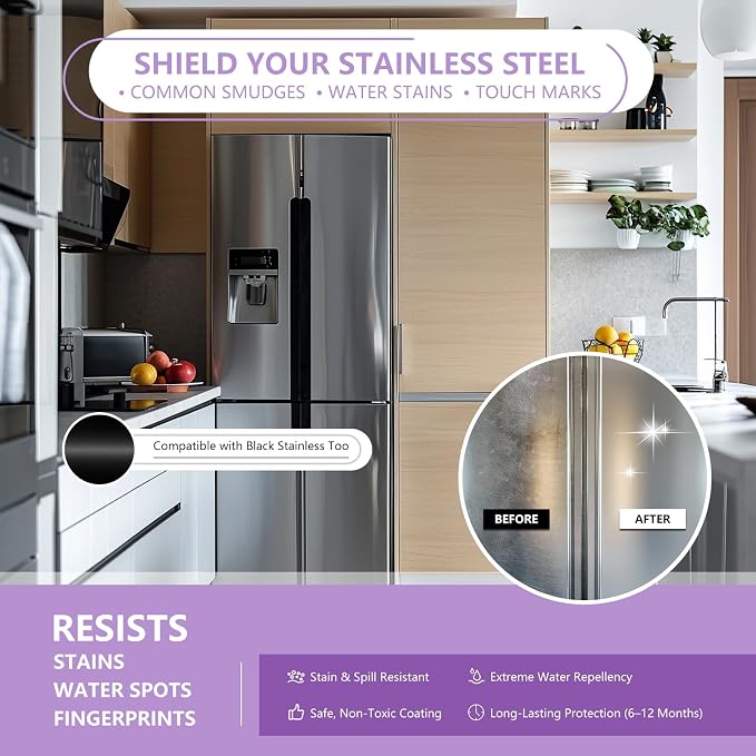 Ceramic Coating Spray for Kitchen Appliances and Stainless Steel | 17.3oz Anti Fingerprint Spray, Cerami Coat for Appliances, Long-Lasting Multi-Surface Shine, Fingerprint Resistant for Stoves