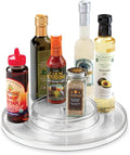 iDesign Linus Lazy Susan Cabinet Turntable - 2-Tier Organizer Tray for Kitchen Pantry or Countertops - 11", Clear