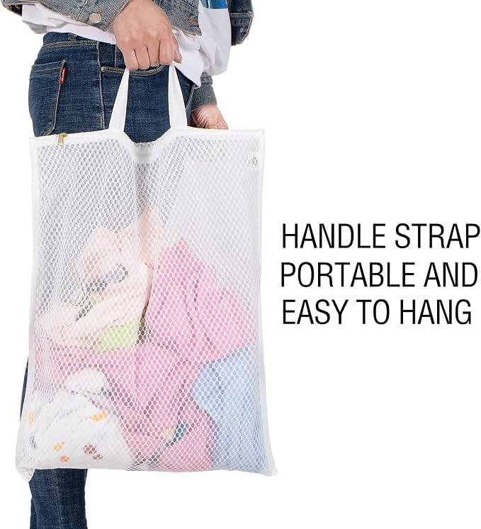 Tenrai Laundry Bag Mesh Wash Bag，Use YKK Zipper，Tote Bag Bathroom Hanging, Bra Fine Mesh Wash Bag for Underwear 3 Bags（3L Cellular Mesh）