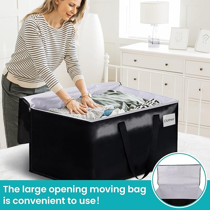 Extra Large Moving Boxes-Moving Bags with Zipper, Carrying Handles and Tag Pocket-Moving Supplies for Space Saving-Totes for Storage - for moving, Storage, Camping and Travel 125L-2 Pack