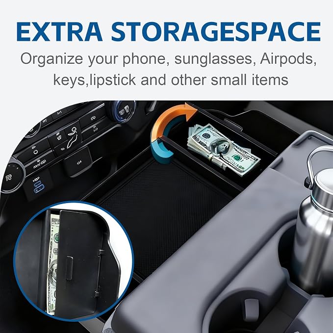 Center Headrest Organizer Tray Fit For Ford F150 F250 F350 F450 F550 F650 2011-2025 2026 Storage Compartment With Anti-Slip Mat Center Console Organizer for Ford F Accessories [Only for Jump Seat]
