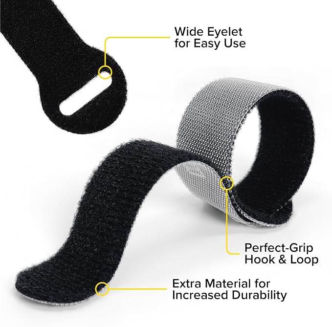 Self-Gripping Cable Ties by Wrap-It Storage - Assorted 40-Pack Macaron | Reusable Hook and Loop Cord Wraps for Home Office Desk Organization